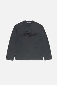 Womens Tee Shirts: EMBROIDERED LOGO L/S T-SHIRT IN FADED BLACK, SS26