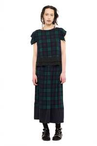Womens Skirts: COMPILATION SKIRT IN BLACKWASH TARTAN, AW26
