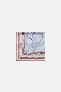 PRINTED SILK SCARF IN DENIM BLUE, SS26