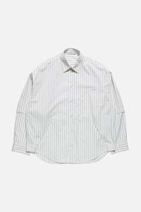 Mens Shirts: DOUBLE SLEEVE BUTTON-UP IN OFF WHITE/GREY,SS26