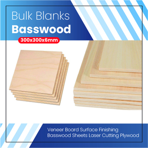 Bulk Blanks- Basswood Plywood 300x300x6mm 30Pcs - Zawya Limited