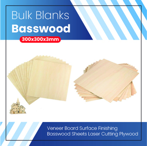 Bulk Blanks- Basswood Plywood 300x300x3mm 20Pcs - Zawya Limited