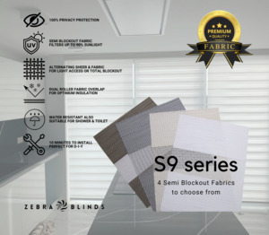 S9 Series Semi Blockout Zebra Blinds - 4 colour options