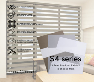 Semi Blockout Roller Blinds Fabric: S4 Series Semi Blockout Zebra Blinds - 3 colour options