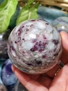 Rubellite (Pink Tourmaline) in Quartz Sphere