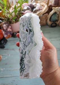 Clusters: Moss Agate Druzy Tower