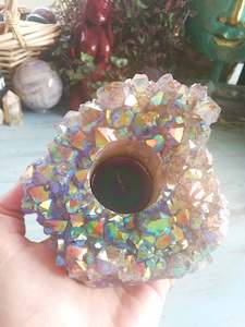Clusters: 💜🌟🕯️Aura Amethyst Candle Holder