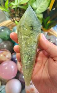 Points: Prehnite Wand with Stand