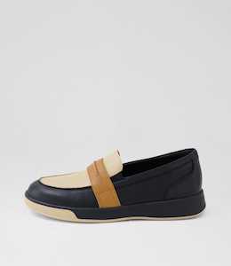 Products: Aindrea Xf Black Camel Multi Leather Sneakers by Ziera at Ziera NZ