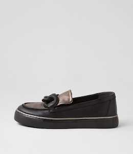 Products: Pargus Xf Black Pewter Leather Sneakers by Ziera at Ziera NZ