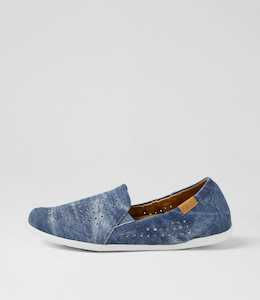 Products: Liana W Blue Distress Denim Leather Loafers by Ziera at Ziera NZ