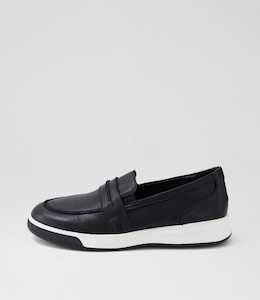 Products: Aindrea Xf Black Leather Sneakers by Ziera at Ziera NZ