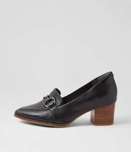 Products: Volta Xw Black Natural Leather Heels by Ziera at Ziera NZ