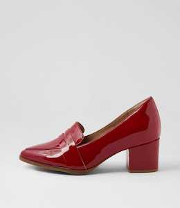 Products: Vamity Xw Dark Red Patent Leather Mary Jane Heels by Ziera at Ziera NZ