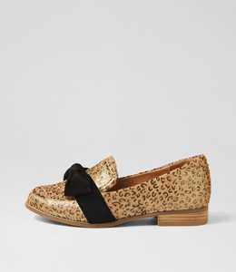 Products: Tarnow Xf Camel Gold Leopard Black Pony Suede Loafers by Ziera