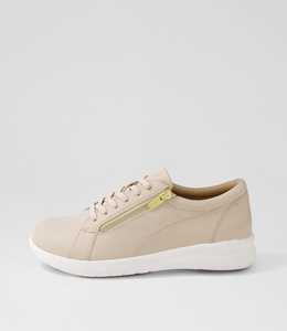 Solar Xf Almond White Leather Sneakers by Ziera