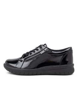 Solar Xf Black Wrinkle Patent Sneakers by Ziera