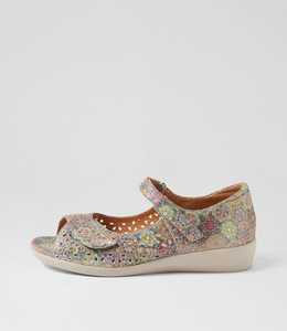 Daffodil W Orange Multi Leather Sandals by Ziera
