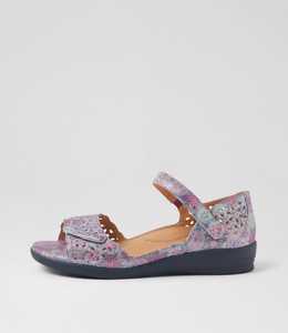 Dusty W Pink Multi Leather Sandals by Ziera