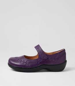 Gummibear W Bright Purple Leather Flat Shoes by Ziera