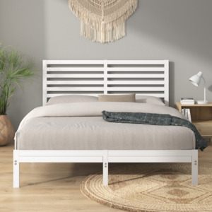 Kai White Bamboo and Metal Bed Frame
