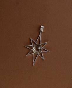 Necklaces: Sunburst Charm - 925 Sterling Silver, Lemon Quartz
