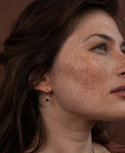 Earrings: Ophelia Hoops - 22k Gold Vermeil, Garnet