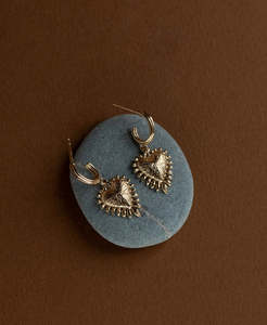 Mini Heart Rays Hoops - 22k Gold Vermeil