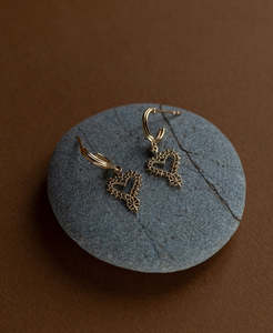 Earrings: Mini Gypsy Heart Hoops - 22k Gold Vermeil