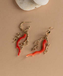 Mutiara Earrings - 22k Gold Vermeil, Coral