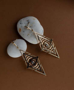 Earrings: Volcano Earrings - 22k Gold Vermeil, White Zircon