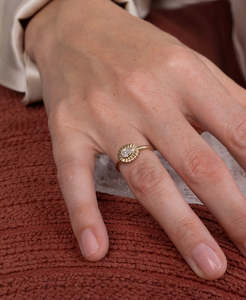 Odette Ring - 9k Yellow Gold, Pear Lab Grown Diamond