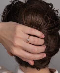 Rings: Mon Petit Stacker Ring - 22k Gold Vermeil, Pear White Topaz