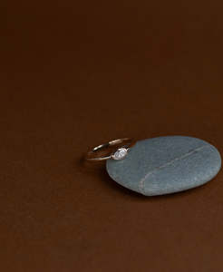 Mon Petit Stacker Ring - 22k Gold Vermeil, Oval White Topaz