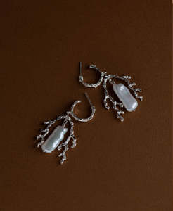 Mutiara Earrings - 925 Sterling Silver, Baroque Pearl