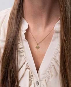 B2b Styles: Centred Necklace - 22k Gold Vermeil, Chrome Diopside