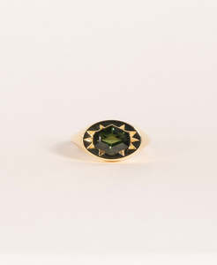 Lennon Signet - 18k Yellow Gold, Hexagonal Cut Green Sapphire 2.01 carat
