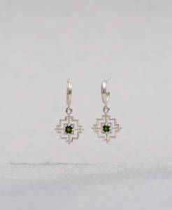 Centred Hoops - 925 Sterling Silver, Chrome Diopside