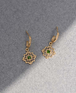 Best Sellers: Centred Hoops - 22k Gold Vermeil, Chrome Diopside