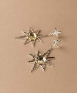 Sunburst Earrings - 925 Sterling Silver, Lemon Quartz