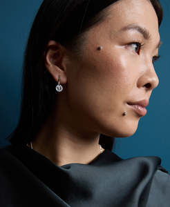 Silver Earrings: Eclipse Earrings - 925 Sterling Silver, White Zircon