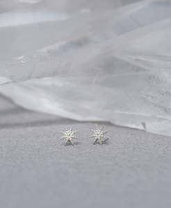 Silver Earrings: Morning Star Studs - 925 Sterling Silver
