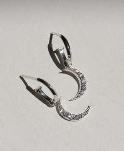 Fine Earrings: Luna Hoops - 9k White Gold, Diamond