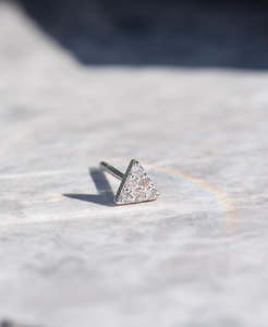 Fine Earrings: Mini Pyramid Studs - 9k White Gold, Diamond