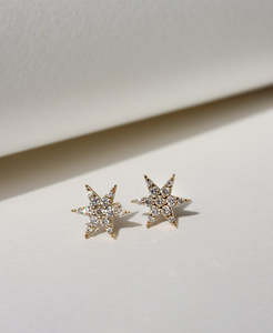 Fine Earrings: Mini Anahata Studs - 9k Yellow Gold, Diamond