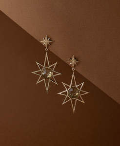 Gold Earrings: Sunburst Earrings - 22k Gold Vermeil, Lemon Quartz