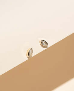 Gemstone Earrings: Mon Petit Studs - 9k yellow Gold, Lab Grown Diamond