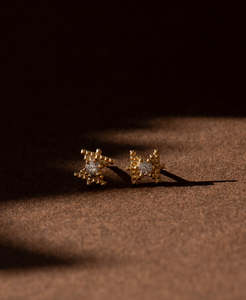 Inti Studs - 22k Gold Vermeil, Peach Zircon