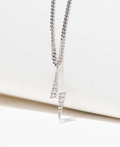 Fine Necklaces: Zap Necklace - 9k White Gold, Diamond