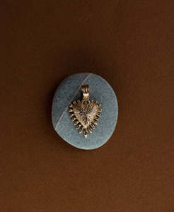 Gold Necklaces: Heart Rays Charm - 22k Gold Vermeil